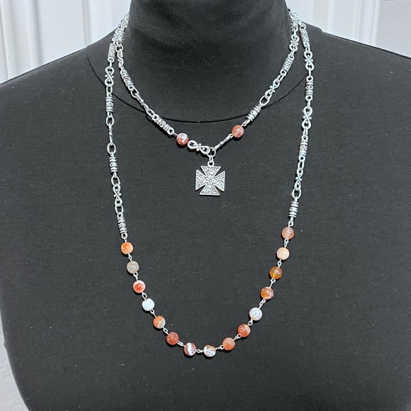 NWOT - Beautiful versatile sterling silver, double strand necklace with earrings - Picture 4 of 7